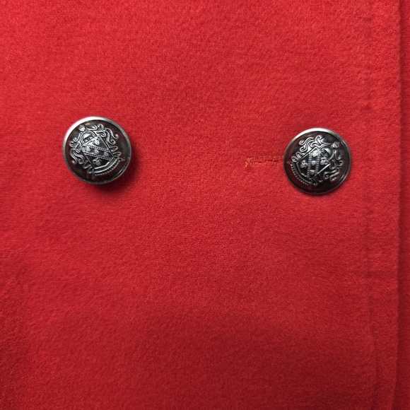 Elegant Red Double-Breasted Women's Cape Coat Size Large  No Size Tag - Picture 4 of 5